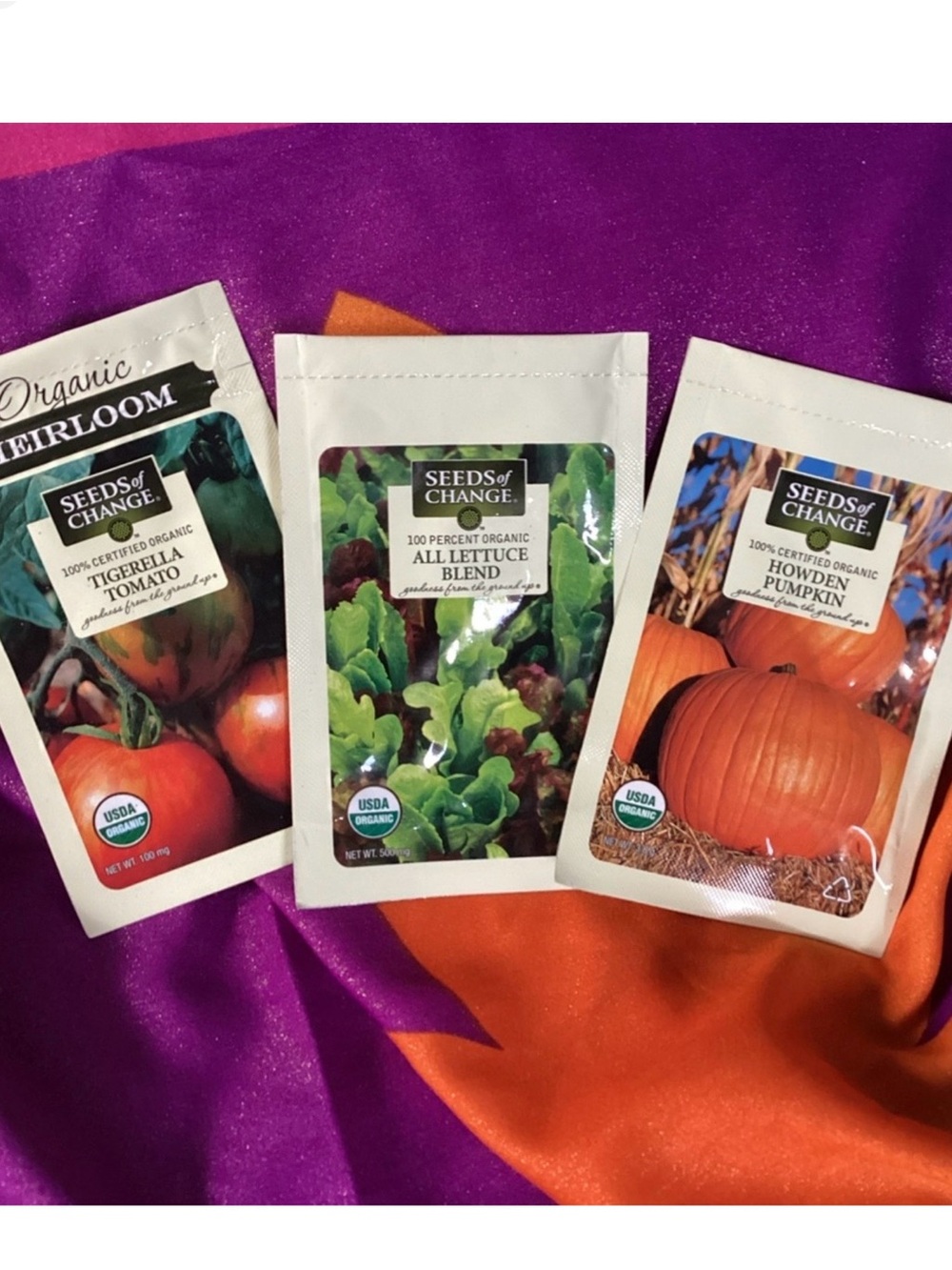 Organic Heirloom Garden Seed Packets - Assorted FOUR PACKETS
